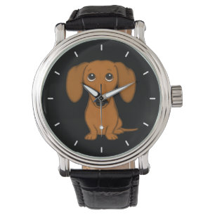 Cute Dachshund Cartoon Wiener Dog Horloge