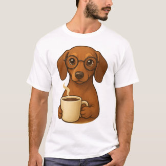Cute Dachshund Coffee Lover T-Shirt – Funny Sausag