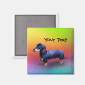 Cute Dachshund dans un aimant arc-en-ciel (Recto/Verso)