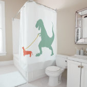 Cute Dachshund Dinosaur Funny Wiener Dog Douchegordijn (In situ)