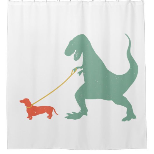 Cute Dachshund Dinosaur Funny Wiener Dog Douchegordijn (Voorkant)