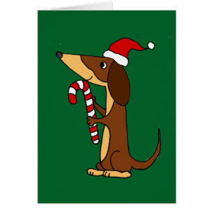 Cute Dachshund Dog in Santa hat Kerstmis Cartoon