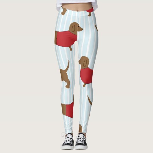 Cute Dachshund Dog Print Leggings (Voorkant)
