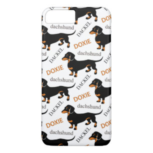 Cute Dachshund Doxie Dog Pattern iPhone 8 Plus / 7 Plus Hoesje