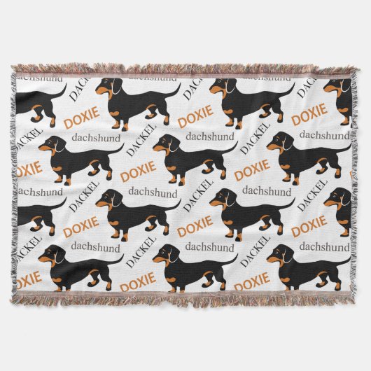 Cute Dachshund Doxie Dog Pattern Deken (Voorkant)