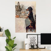  Cute Dachshund Drink Tea Poster Print (Thuiskantoor)