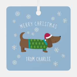 Cute Dachshund-fotokerstmis Metalen Ornament