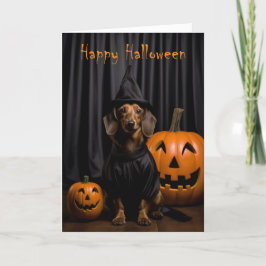 Cute Dachshund Halloween Kaart