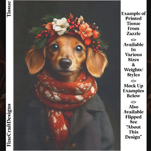 Cute Dachshund Hond in Festieve Sjaal ED9L Decoupa Tissuepapier