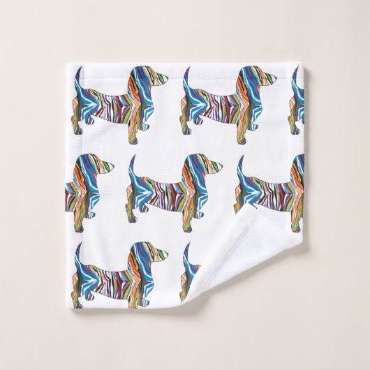 Cute Dachshund in een Psychedlic Zebra Pattern Bad Handdoek (Wasdoekje)