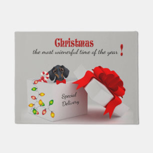 Cute Dachshund-kerstcadeaudeur Deurmat