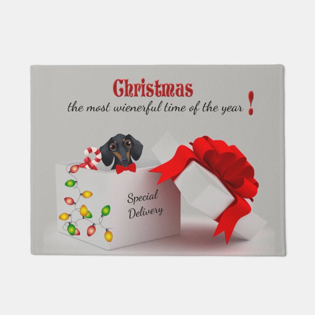 Cute Dachshund-kerstcadeaudeur Deurmat (Voorkant)