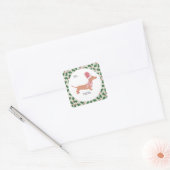 Cute Dachshund Kerstmis Vierkante Sticker (Envelop)