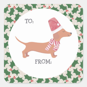 Cute Dachshund Kerstmis Vierkante Sticker