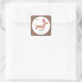 Cute Dachshund Kerstmis Vierkante Sticker (Tas)