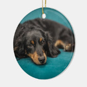 Cute Dachshund Laying Down Keramisch Ornament (Links)