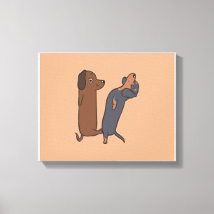 Cute Dachshund Living Room Canvas Afdruk