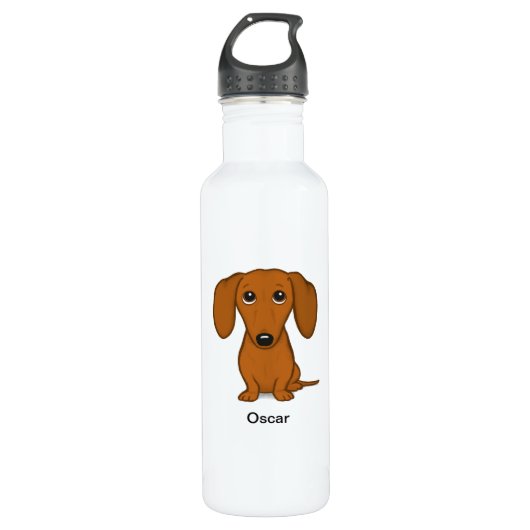Cute Dachshund met aangepaste tekst Waterfles (Voorkant)
