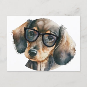 Cute Dachshund met zwarte glazen Briefkaart