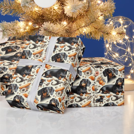 Cute Dachshund Pattern Cadeaupapier (Feestdagen)
