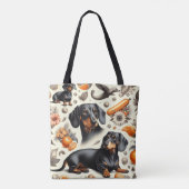 Cute Dachshund Pattern Draagtas (Achterkant)