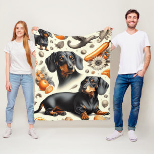 Cute Dachshund Pattern Fleece Deken