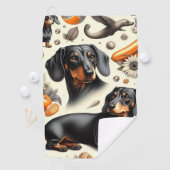 Cute Dachshund Pattern Golfhanddoek (Insitu)