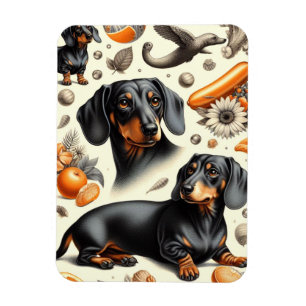 Cute Dachshund Pattern Magneet