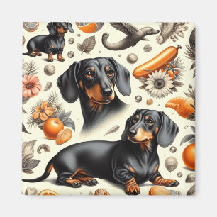 Cute Dachshund Pattern Magneet