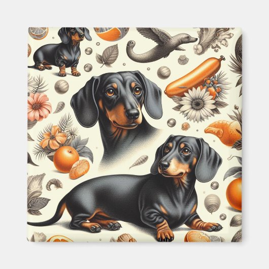 Cute Dachshund Pattern Magneet (Voorkant)