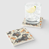 Cute Dachshund Pattern Stenen Onderzetter (Zijkant)