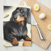 Cute Dachshund Pattern Theedoek (Quarter Fold)