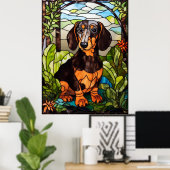 Cute Dachshund Portrait Poster (Thuiskantoor)