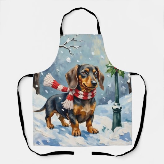 Cute Dachshund Puppy Cozy Winter Scarf Art Schort (Voorkant)