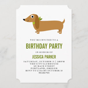 Cute Dachshund Puppy Dog Birthday Party Kaart
