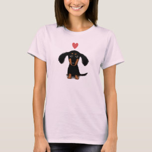 Cute Dachshund Puppy Dog met Valentijn Heart T-shirt