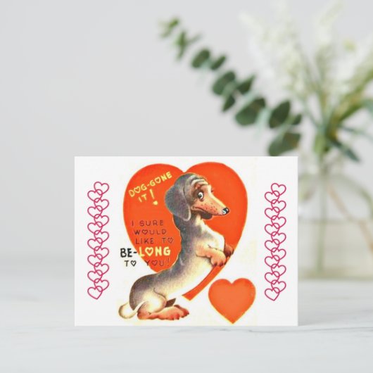 Cute Dachshund Puppy Dog Valentijn Briefkaart (Staand voorkant)