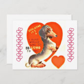 Cute Dachshund Puppy Dog Valentijn Briefkaart (Voorkant / Achterkant)
