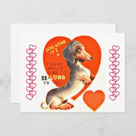 Cute Dachshund Puppy Dog Valentijn Briefkaart (Voorkant / Achterkant)