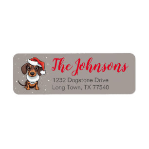 Cute Dachshund Puppy Honden Adreslabel Kerstmis Etiket