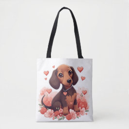 Cute Dachshund Puppy met hart Draagtas