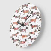 Cute Dachshund Sause Dog Patroon Grote Klok (Hoek)