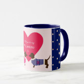 Cute Dachshund Valentijn Dog Heart Monogram Fun Mok (Voorkant rechts)