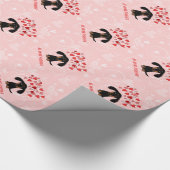 Cute Dachshund Valentijn Pattern met Custom Text Cadeaupapier (Hoek)