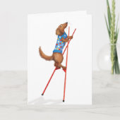 Cute dachshund walking on stilts card kaart (Voorkant)