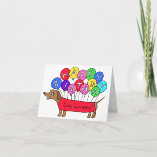 Cute Dachshund Weiner Dog met ballonvaardige verja Kaart