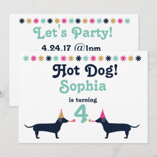Cute Dachshund Wiener Dog Birthday Invitation. Kaart
