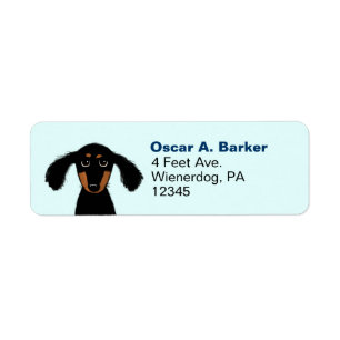 Cute Dachshund Wiener Dog Blue Return Address Etiket