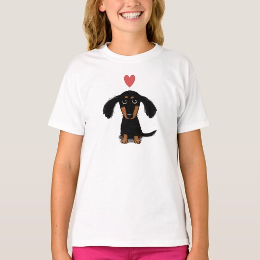 Cute Dachshund Wiener Dog Puppy with Heart T-shirt (Voorkant)