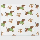 Cute Dachshund Wrapping Paper Cadeaupapier (Vlak)